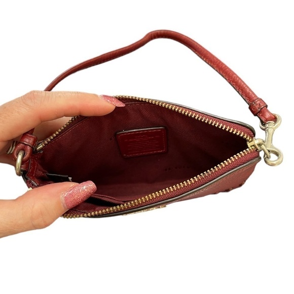 Coach Leather Studded Wristlet in Burgundy - Picture 3 of 4